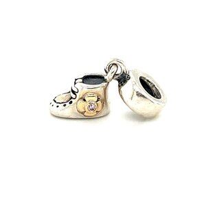 Pandora Two-Tone Baby Girl Pink Cz Shoe Charm